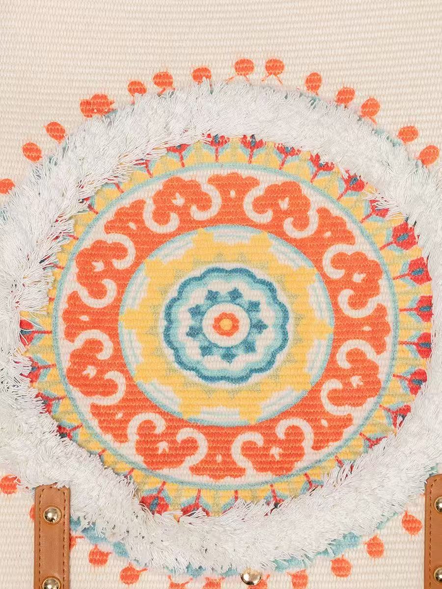 Renkli Mandala Yamalı Rafya Ça - Women'S Raffia Bags incelemesi ve fiyatı