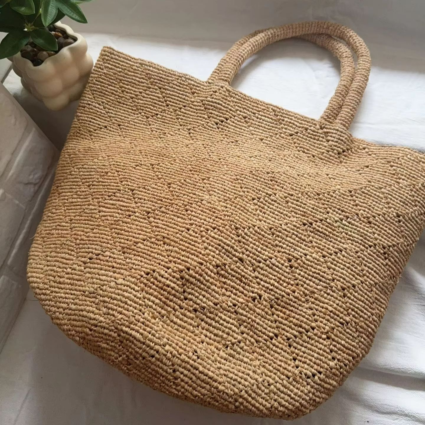 El Örgüsü Hasır Rafya Çanta Ka - Women'S Raffia Bags incelemesi ve fiyatı