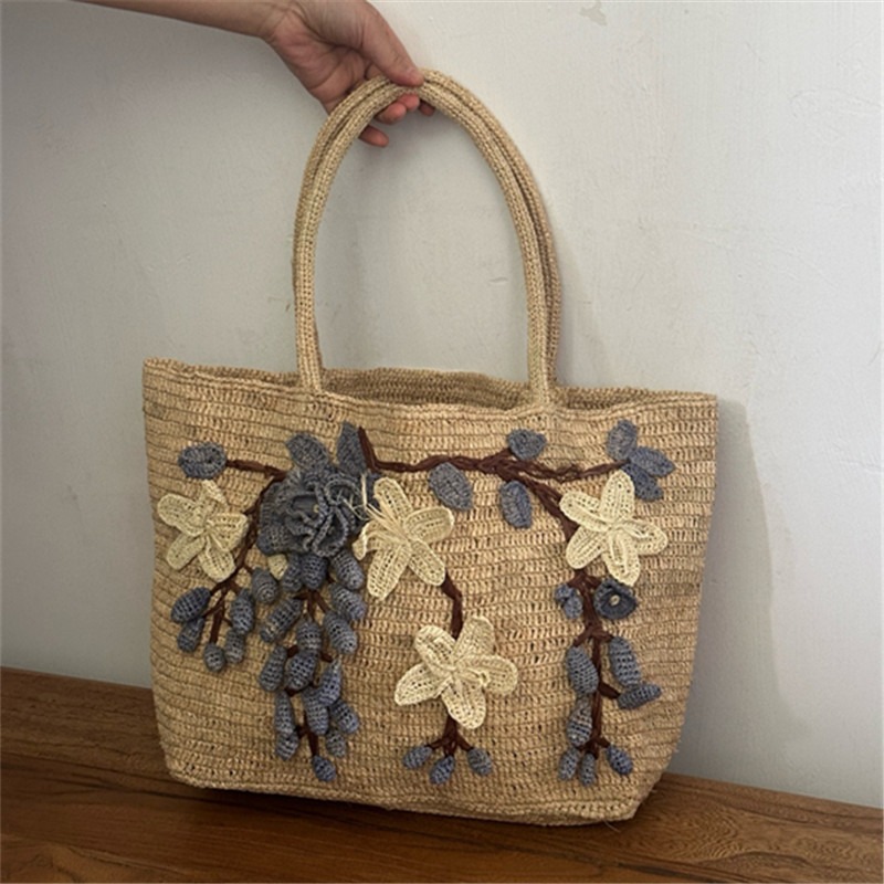 Yeni El Yapımı Rafya 3D Gül Ça - Women'S Raffia Bags incelemesi ve fiyatı